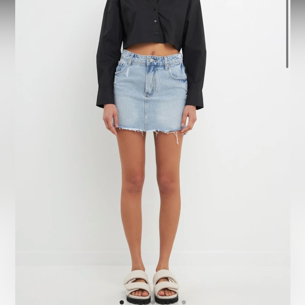 Grey lab denim mini skirt